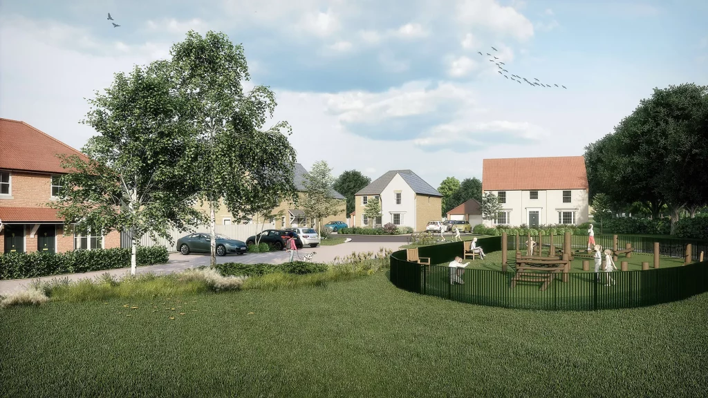 Housing types and landscaping likely to be used, from BDW stock images